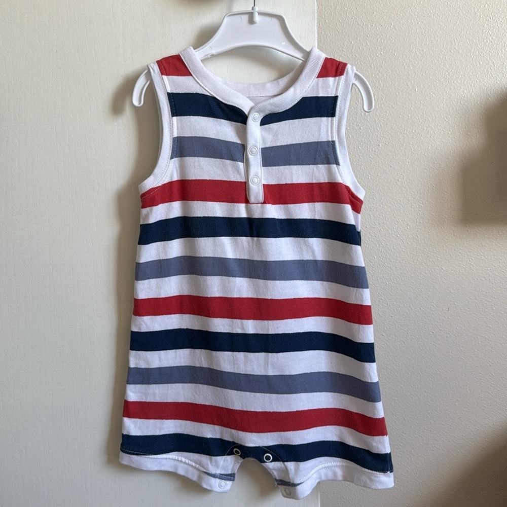 Red, White, & Blue Striped Sleeveless Romper